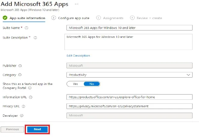 Add microsoft 365 apps