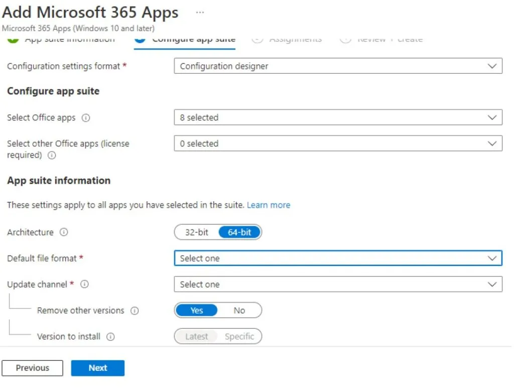 add microsoft 365 apps